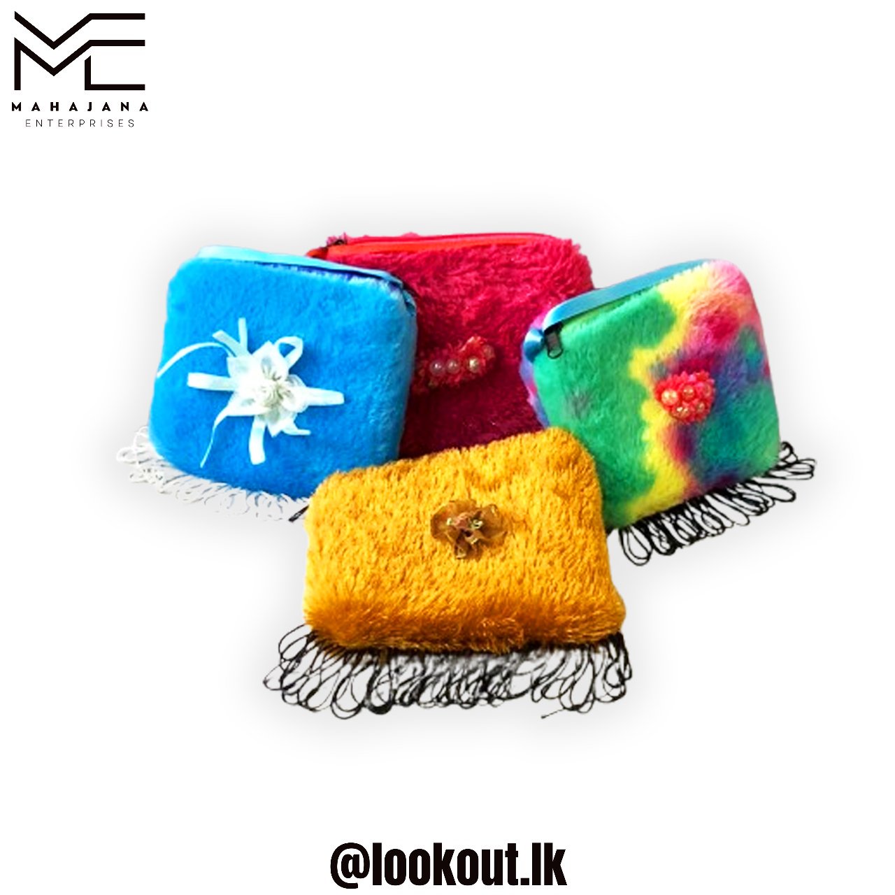 colorful fuzzy coin purses