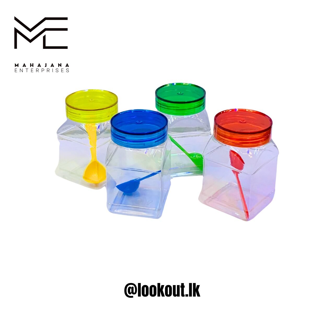 Square Plastic Jar with Spoon